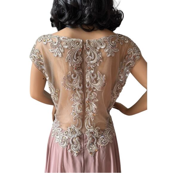 Mother of bride Embellished Illusion Jewel Neck A-line gown size large - XL - Picture 4 of 13